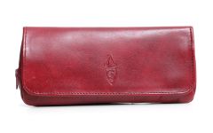 LEATHER TOBACCO AND PIPE BAG BURGUNDY