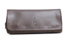LEATHER TOBACCO AND PIPE BAG BROWN