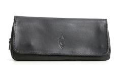 LEATHER TOBACCO AND PIPE BAG BLACK